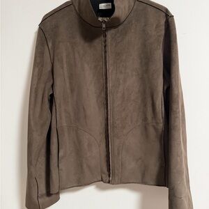 Chico's Taupe Faux Suede Women's zip up jacket - Chicos 1 / medium / 8